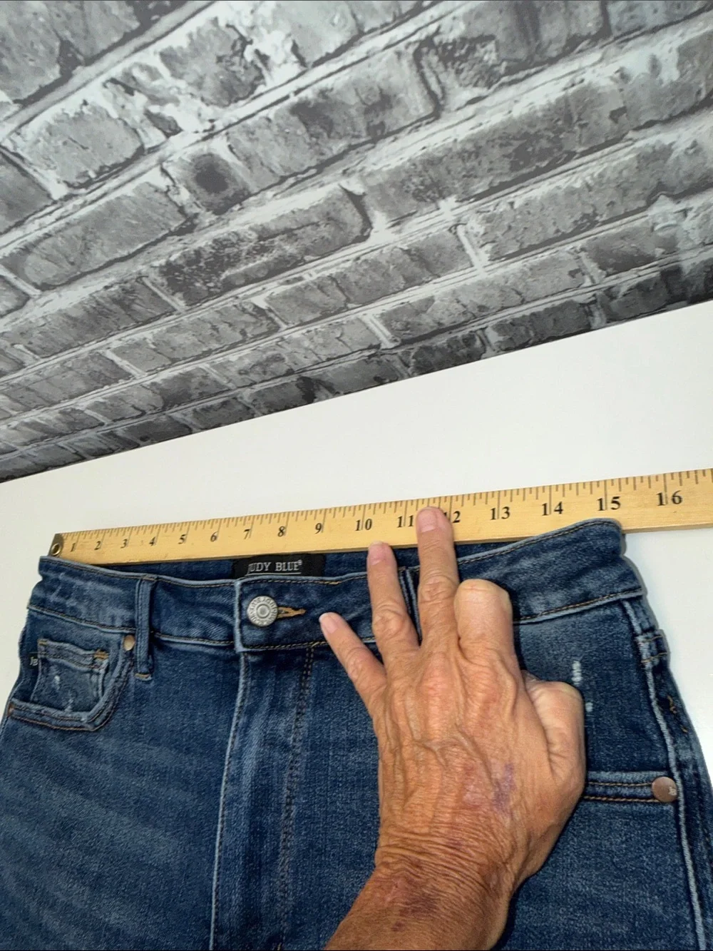 Judy Blue Medium Wash Distressed Back‎ Pocket Jean Shorts